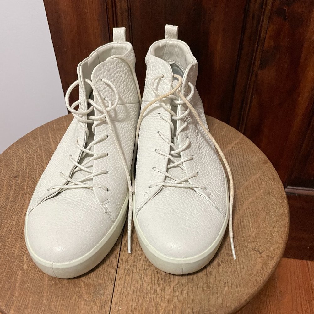 Ecco leather hi-top sneaker, white